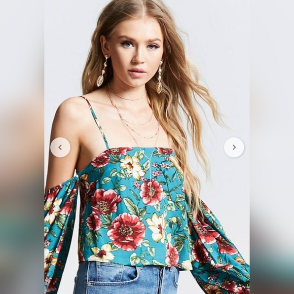 Cold Shoulder Floral Top - Picture 1 of 6